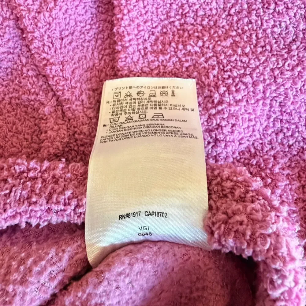 Nike Girls 4 XS Pink Sherpa Fleece Plush Pullover Hoodie Embroidered Spellout
